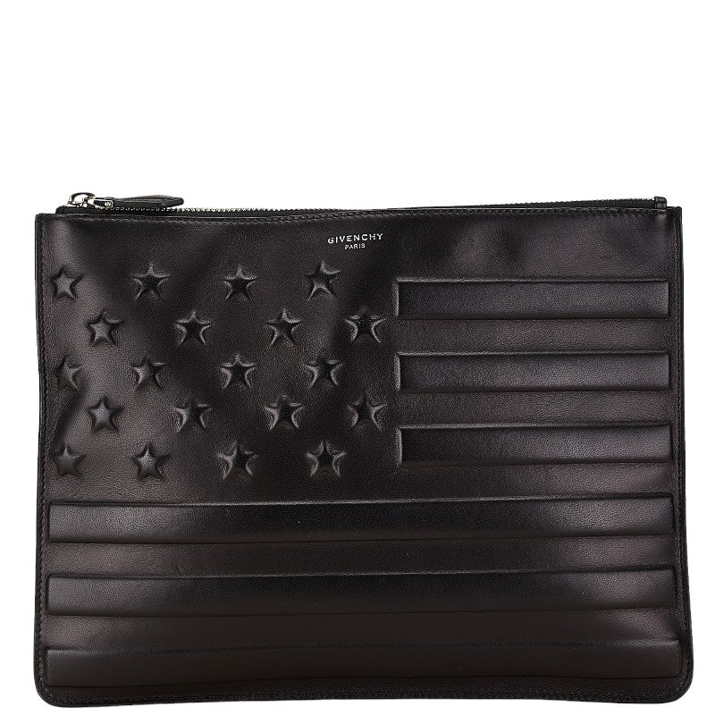 Givenchy Leather Star Flag Motif Clutch Bag