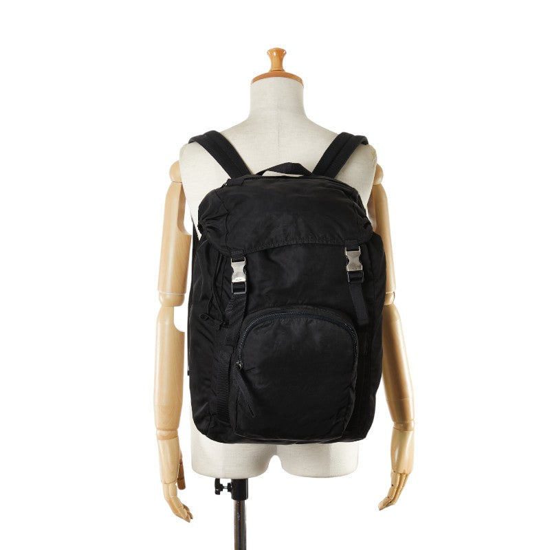 Prada Nylon Leather Triangle Logo Backpack in Very Good Condition