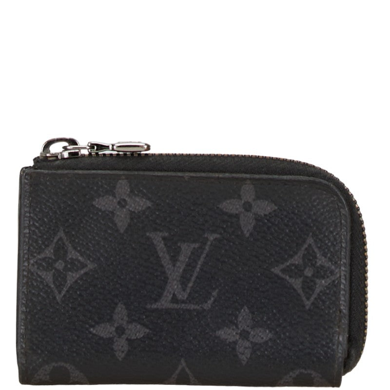 Louis Vuitton Monogram Eclipse Coin Case M63536 Black PVC Leather in Good Condition