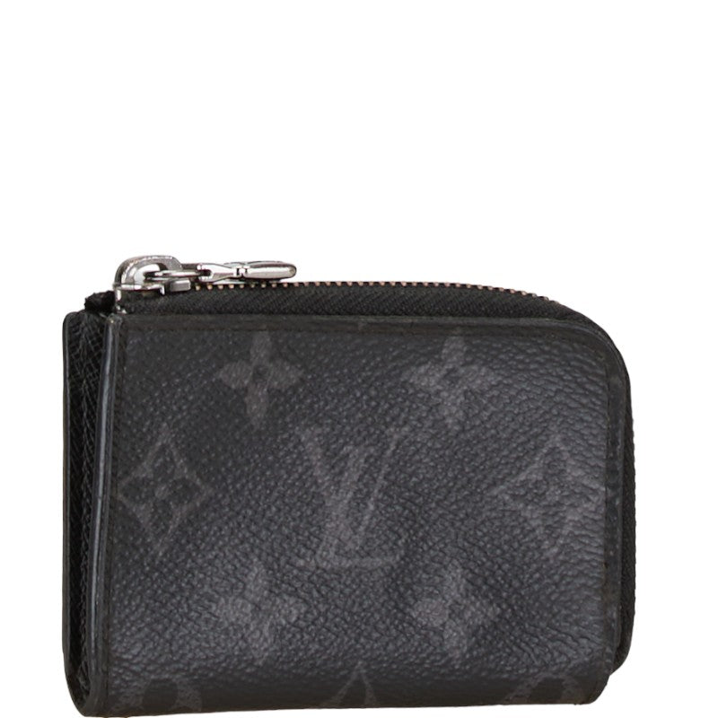 Louis Vuitton Monogram Eclipse Coin Case M63536 Black PVC Leather in Good Condition