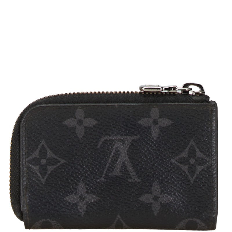 Louis Vuitton Monogram Eclipse Coin Case M63536 Black PVC Leather in Good Condition