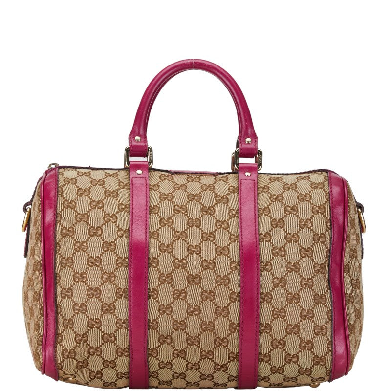 Gucci GG Canvas Mini Boston Handbag 247205 Beige Pink in Very Good Condition