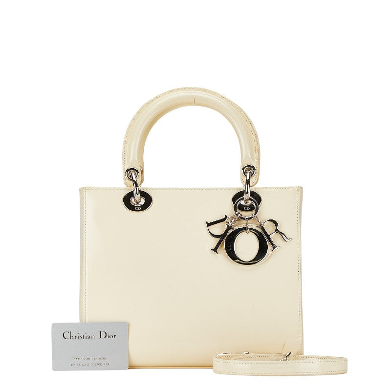 Dior Lady Dior 2WAY Handbag Beige Leather