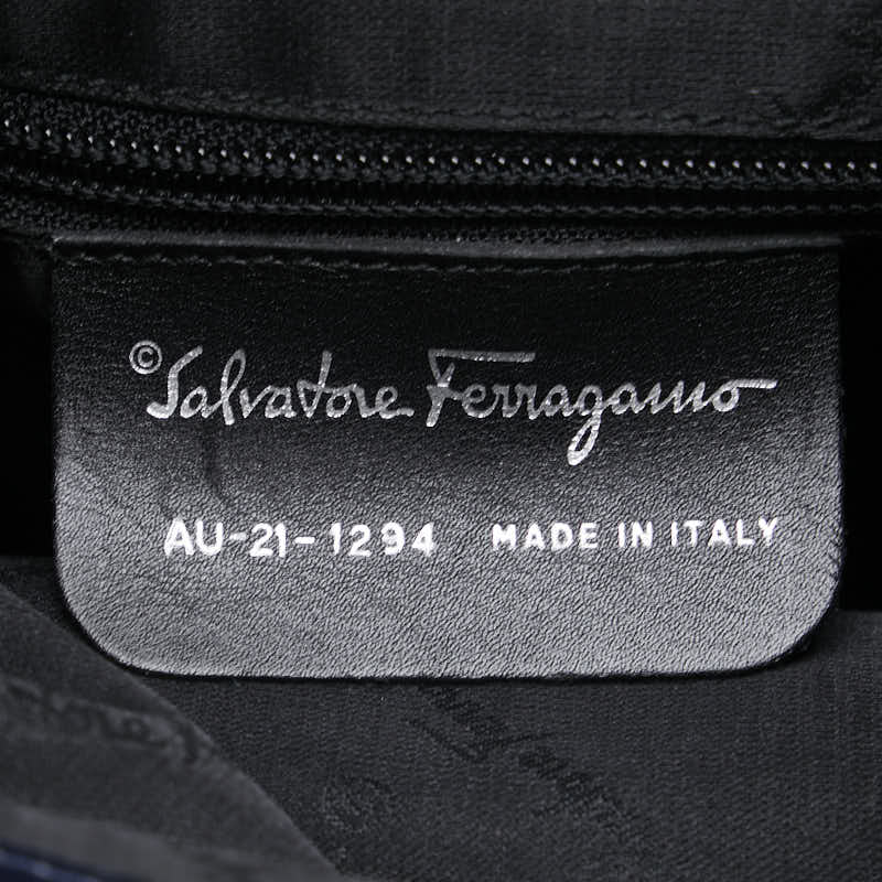 Salvatore Ferragamo Gancini Canvas Leather Shoulder Bag AU-21-1294 in Very Good Condition