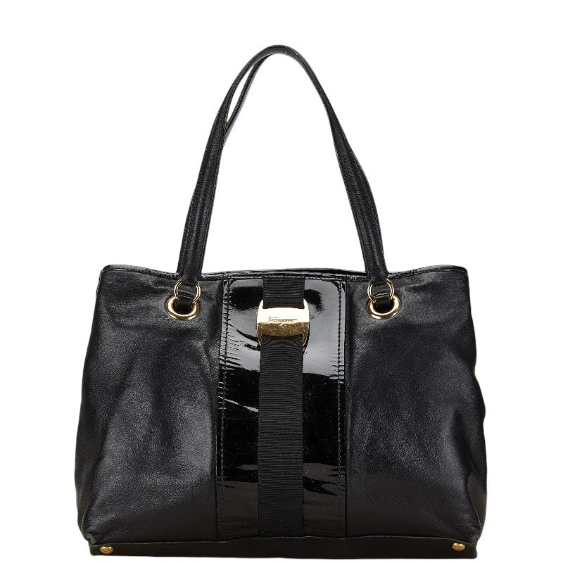 Salvatore Ferragamo Leather Tote Handbag Black