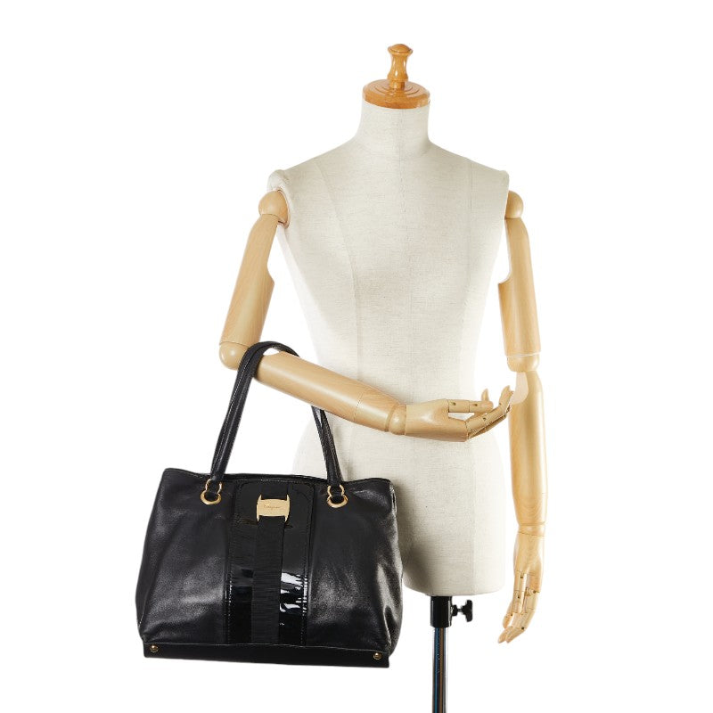 Salvatore Ferragamo Leather Tote Handbag Black