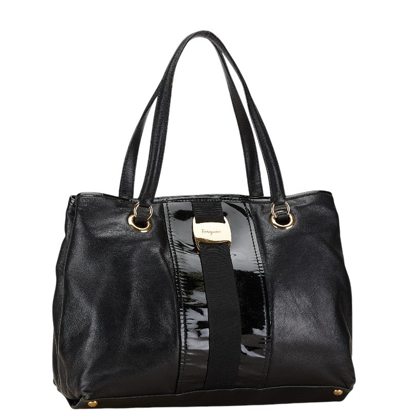 Salvatore Ferragamo Leather Tote Handbag Black