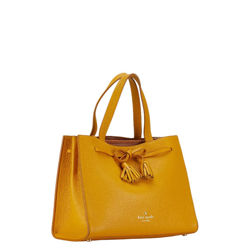 Kate Spade Leather Fringe Tote Handbag Yellow in Very Good Condition