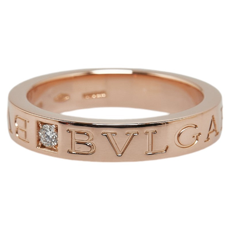 Bvlgari Double Logo Diamond 1P Ring K18PG Pink Gold in Excellent Condition