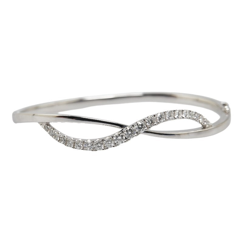 K18WG White Gold Diamond Bangle Bracelet in Excellent Condition