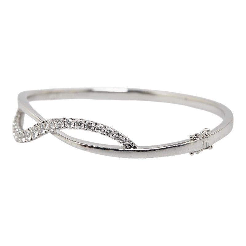 K18WG White Gold Diamond Bangle Bracelet in Excellent Condition