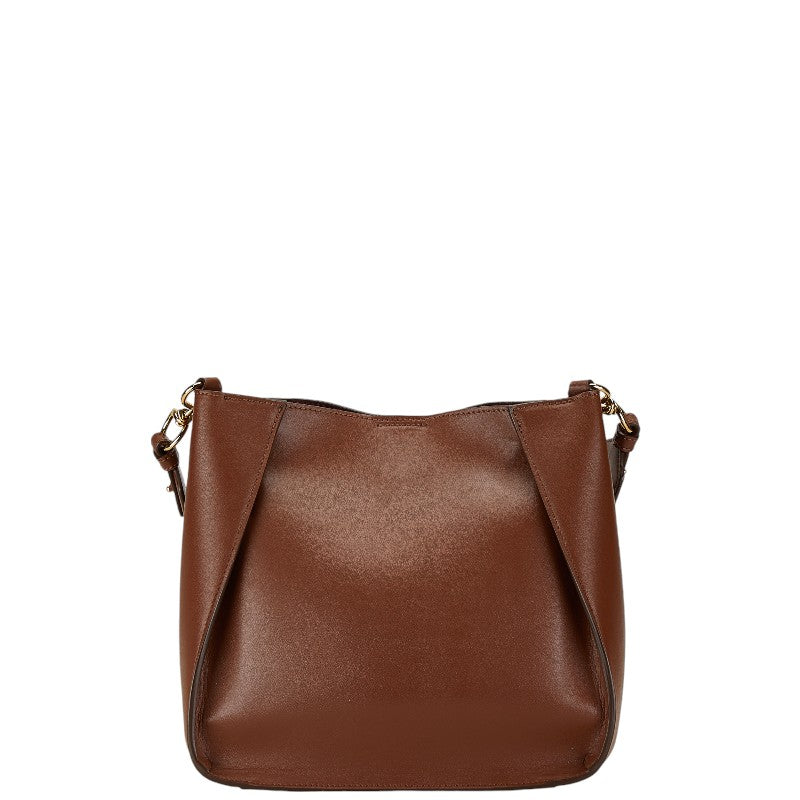 Stella McCartney Punching Logo Shoulder Bag Brown Polyurethane Polyester in Great Condition