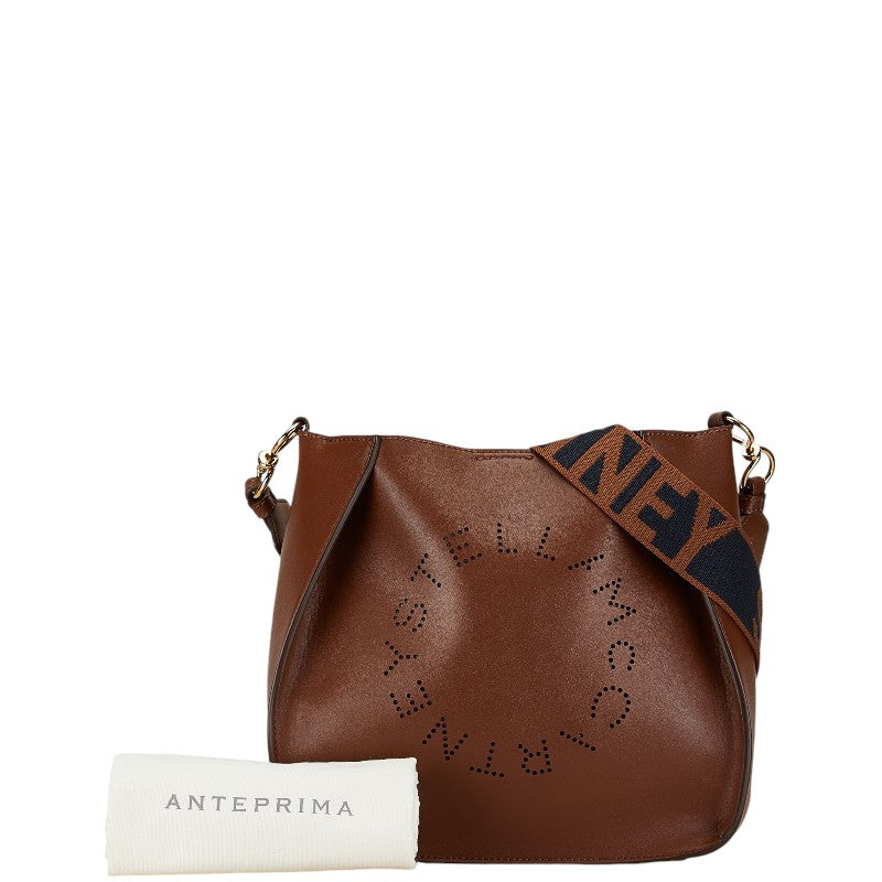 Stella McCartney Punching Logo Shoulder Bag Brown Polyurethane Polyester in Great Condition