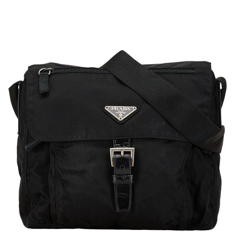 Prada Nylon Leather Triangle Logo Crossbody Bag