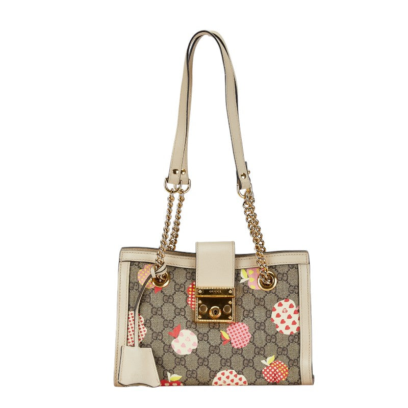 Gucci GG Small Padlock Apple Heart Print Chain Shoulder Bag PVC Leather in Very Good Condition