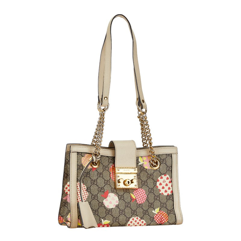 Gucci GG Small Padlock Apple Heart Print Chain Shoulder Bag PVC Leather in Very Good Condition