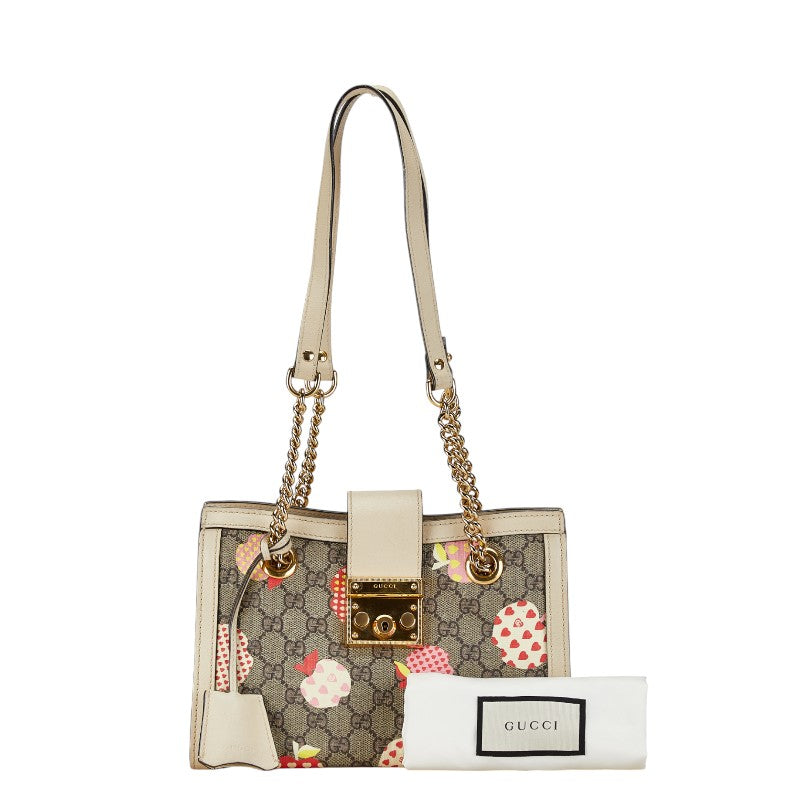 Gucci GG Small Padlock Apple Heart Print Chain Shoulder Bag PVC Leather in Very Good Condition