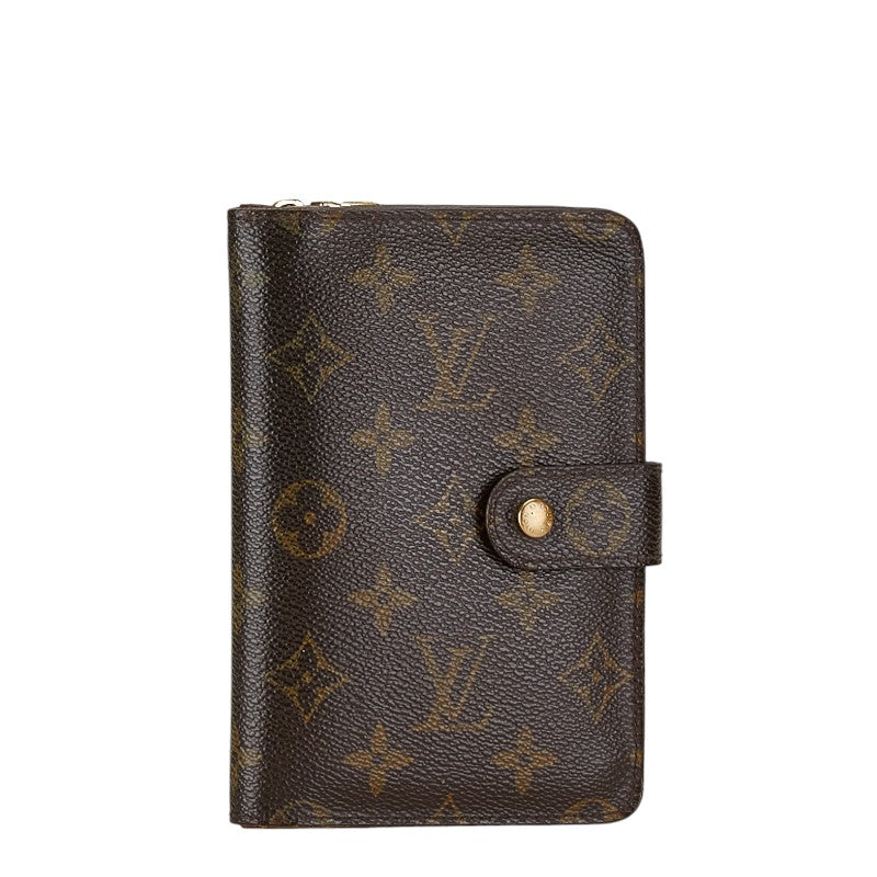 Louis Vuitton Monogram Compact Bifold Wallet M61207 Brown PVC Leather in Very Good Condition