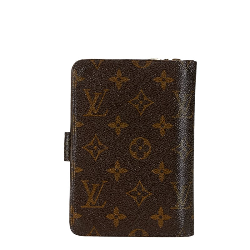 Louis Vuitton Monogram Compact Bifold Wallet M61207 Brown PVC Leather in Very Good Condition