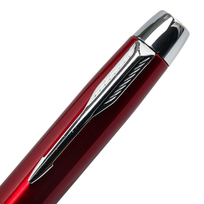 Parker Logo Red Stainless Steel Fountain Pen in Very Good Condition