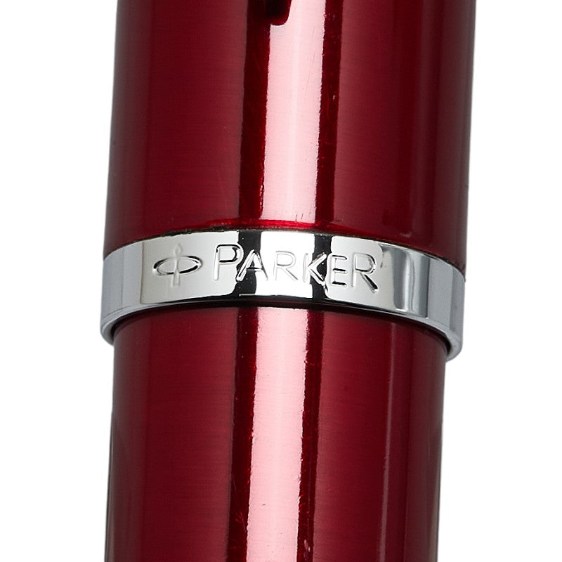 Parker Logo Red Stainless Steel Fountain Pen in Very Good Condition