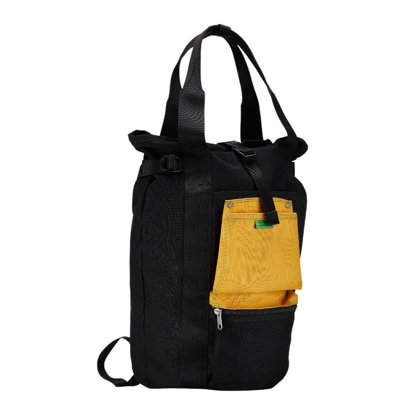 PORTER Union Canvas Backpack Black Yellow in Very Good Condition