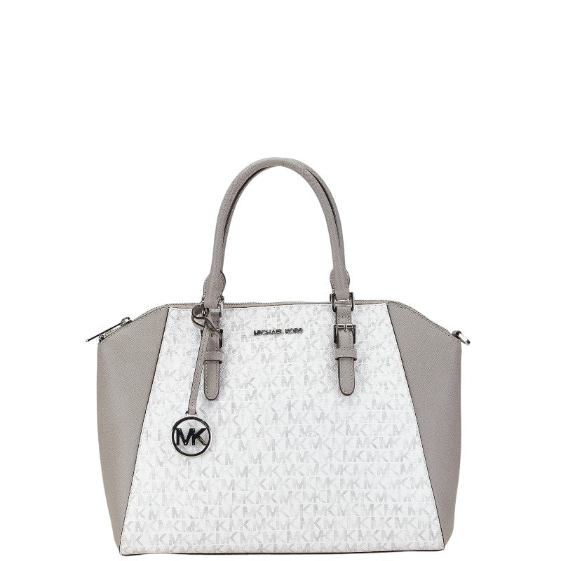 Michael Kors Leather Handbag 2WAY White Gray in Very Good Condition