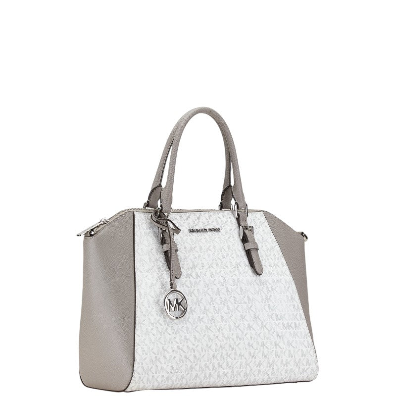 Michael Kors Leather Handbag 2WAY White Gray in Very Good Condition