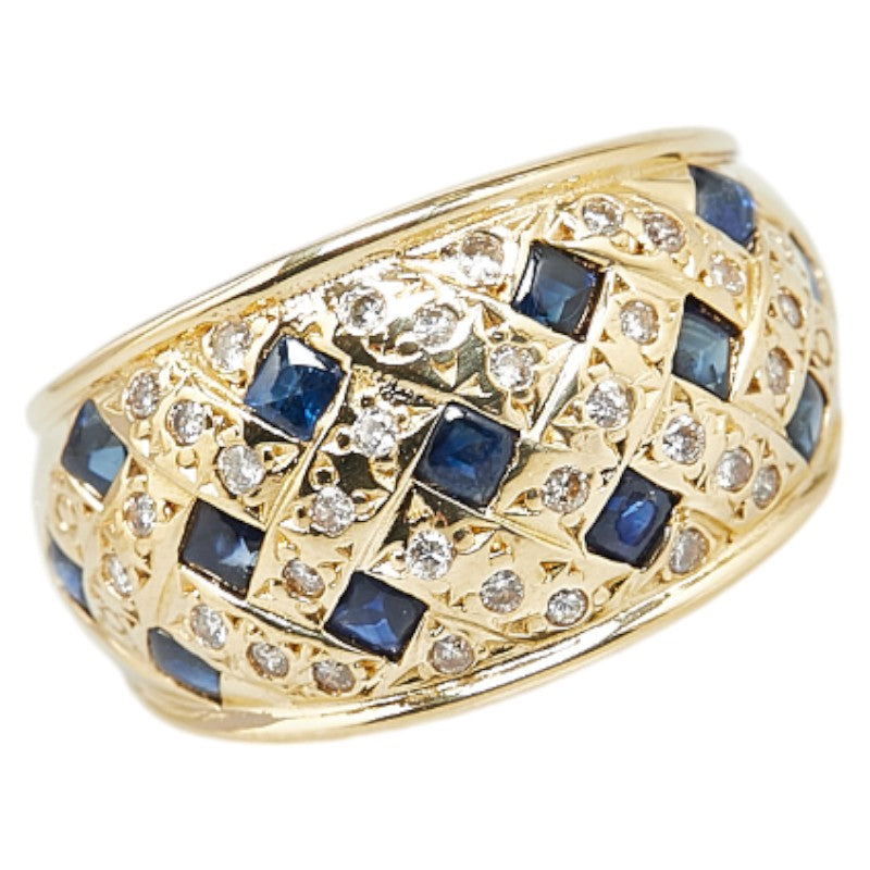 K18YG Yellow Gold Sapphire 1.00ct Diamond 0.21ct Ring