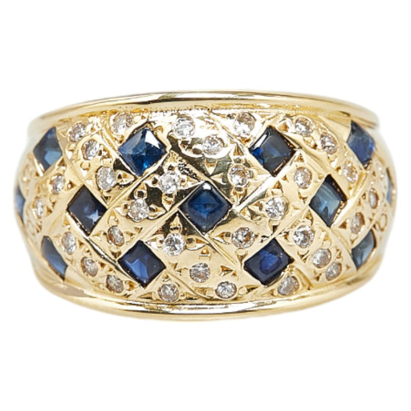 K18YG Yellow Gold Sapphire 1.00ct Diamond 0.21ct Ring