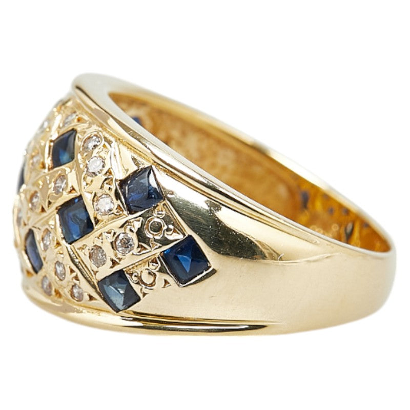 K18YG Yellow Gold Sapphire 1.00ct Diamond 0.21ct Ring