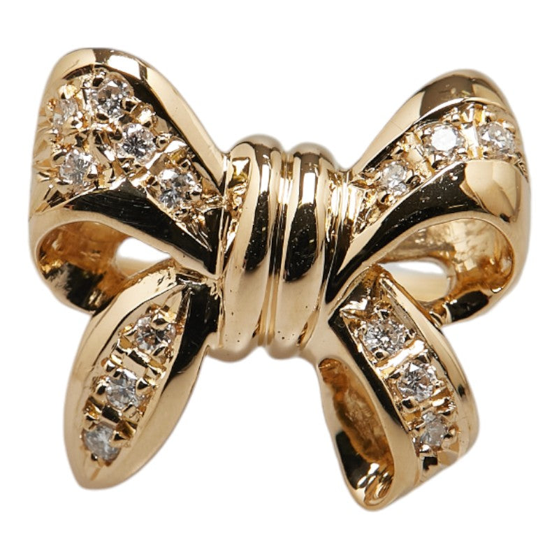 K18YG Yellow Gold Diamond Ribbon Motif Ring 8.5