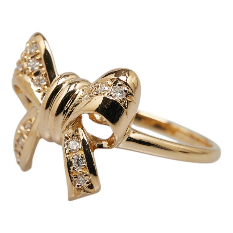 K18YG Yellow Gold Diamond Ribbon Motif Ring 8.5