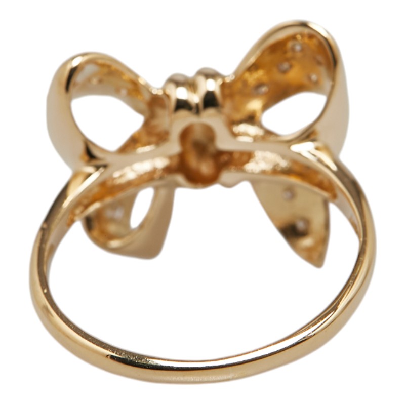 K18YG Yellow Gold Diamond Ribbon Motif Ring 8.5