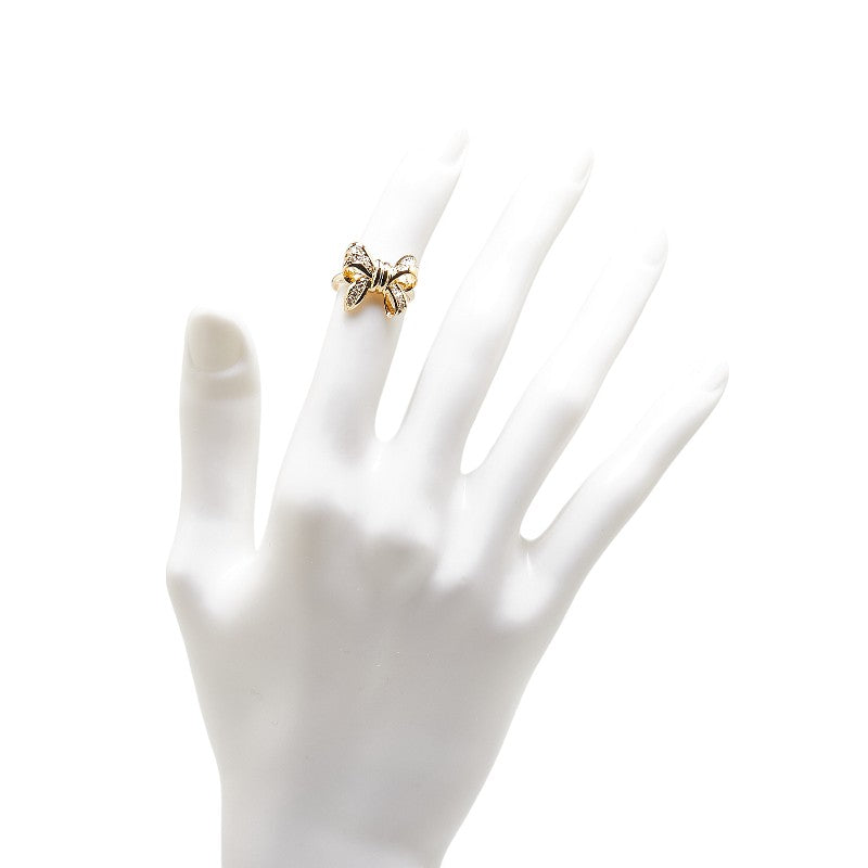 K18YG Yellow Gold Diamond Ribbon Motif Ring 8.5