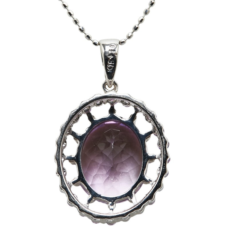 K18WG White Gold Amethyst 4.79ct Pendant Necklace