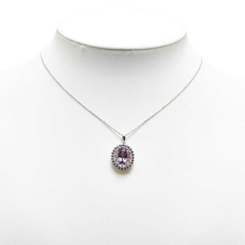 K18WG White Gold Amethyst 4.79ct Pendant Necklace