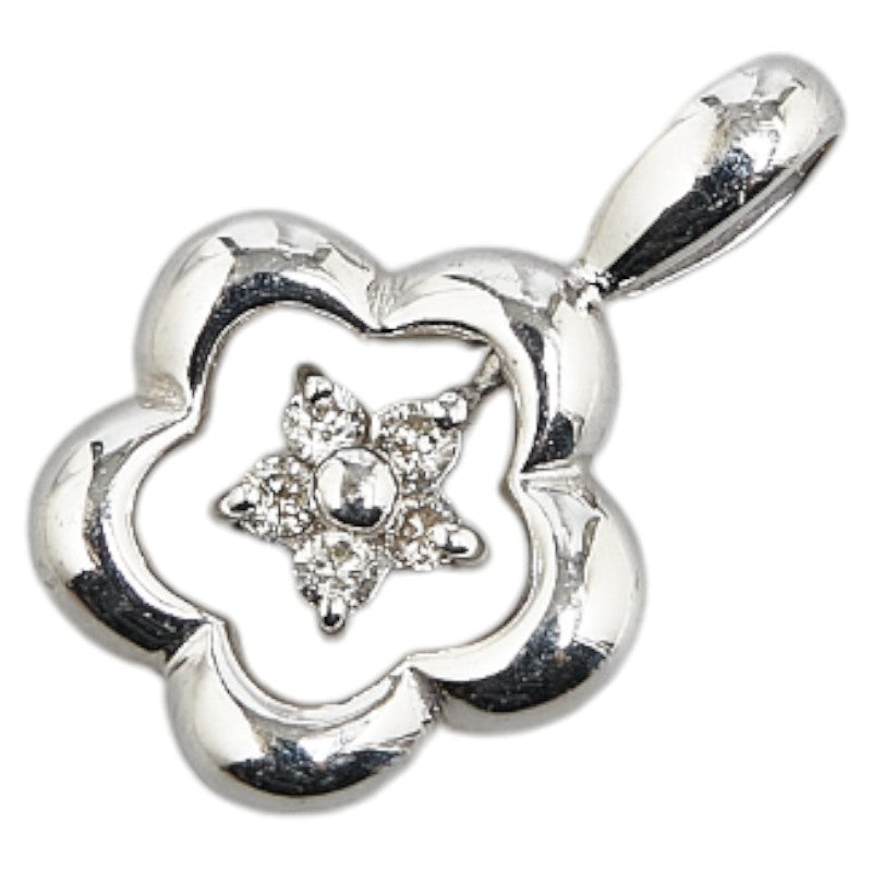 K14WG White Gold Diamond Flower Star Pendant Top