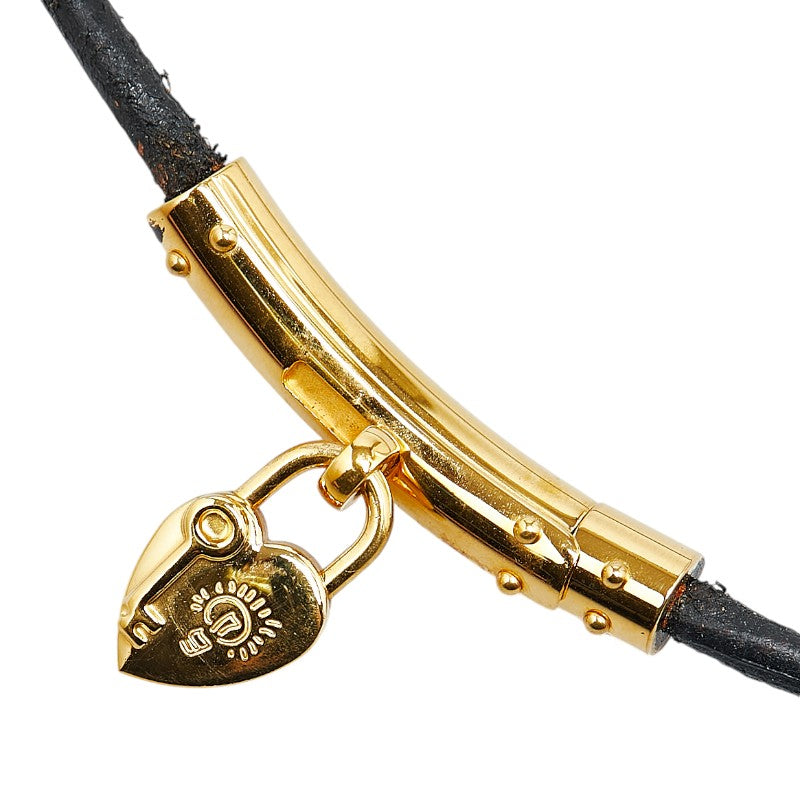 Hermes Fantasy Heart Choker Black Gold Leather in Very Good Condition