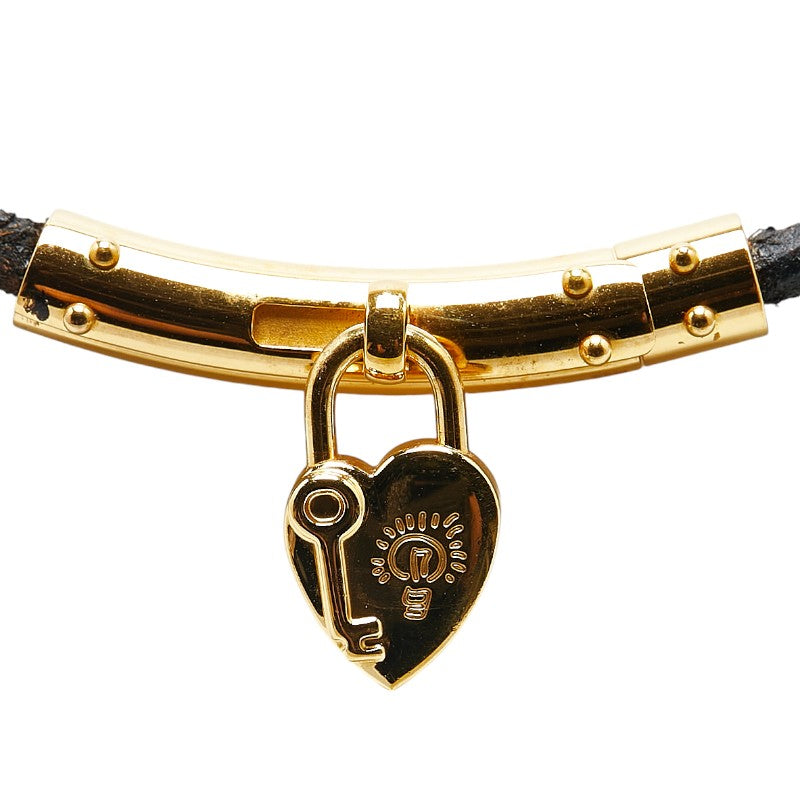 Hermes Fantasy Heart Choker Black Gold Leather in Very Good Condition