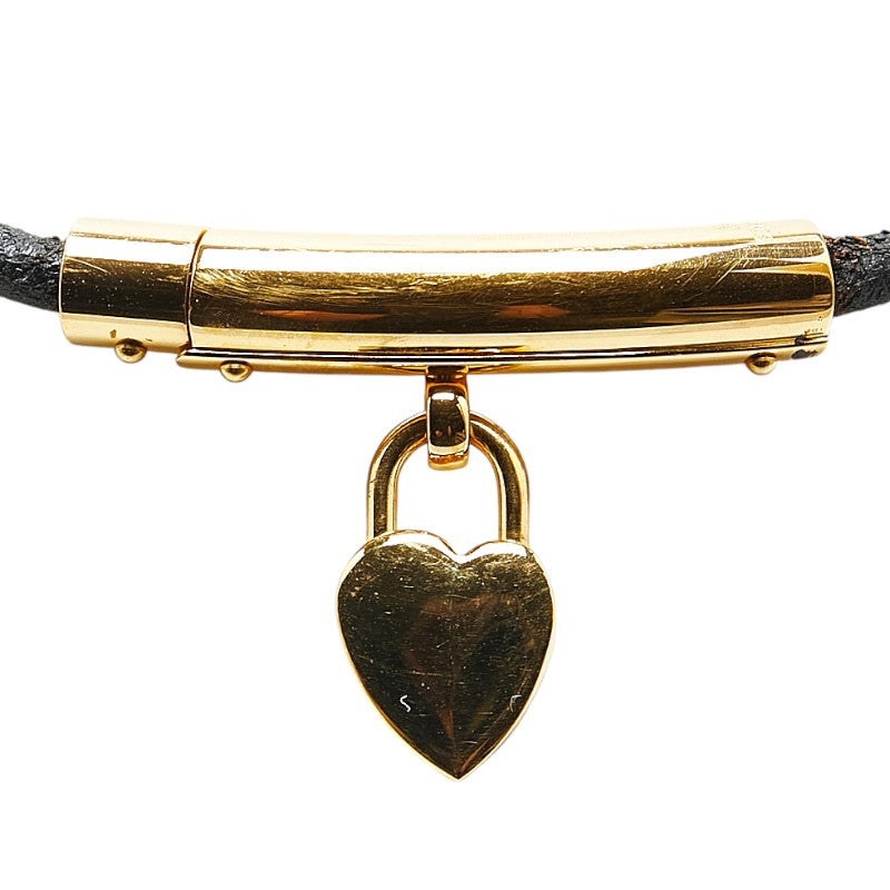 Hermes Fantasy Heart Choker Black Gold Leather in Very Good Condition