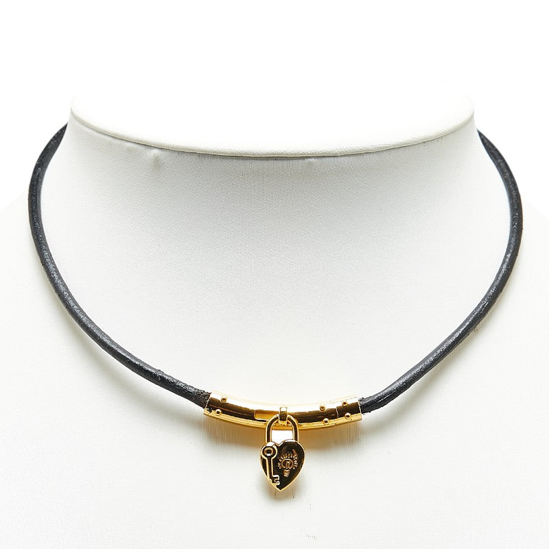 Hermes Fantasy Heart Choker Black Gold Leather in Very Good Condition