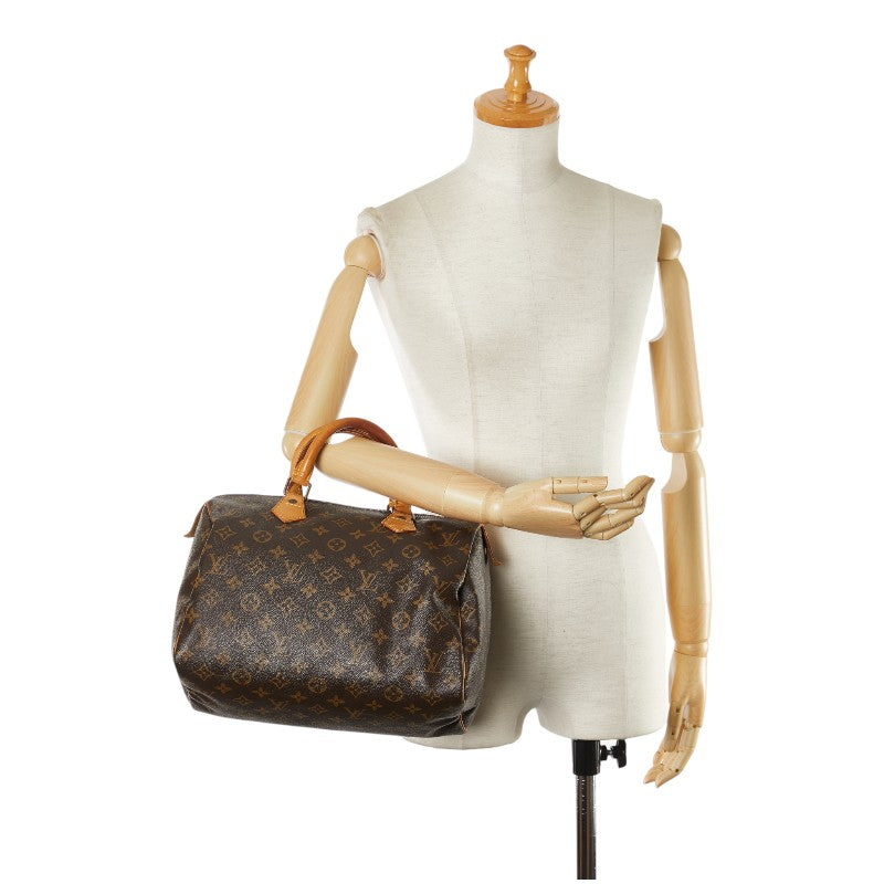 Louis Vuitton Monogram Speedy 30 Handbag M41526 Brown PVC Leather in Good Condition