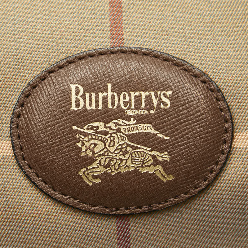 Burberry Check Canvas Leather Boston Bag