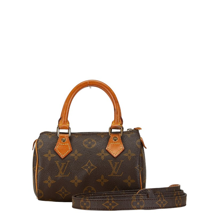 Louis Vuitton Mini Speedy Handbag 2WAY M41534 Brown PVC Leather