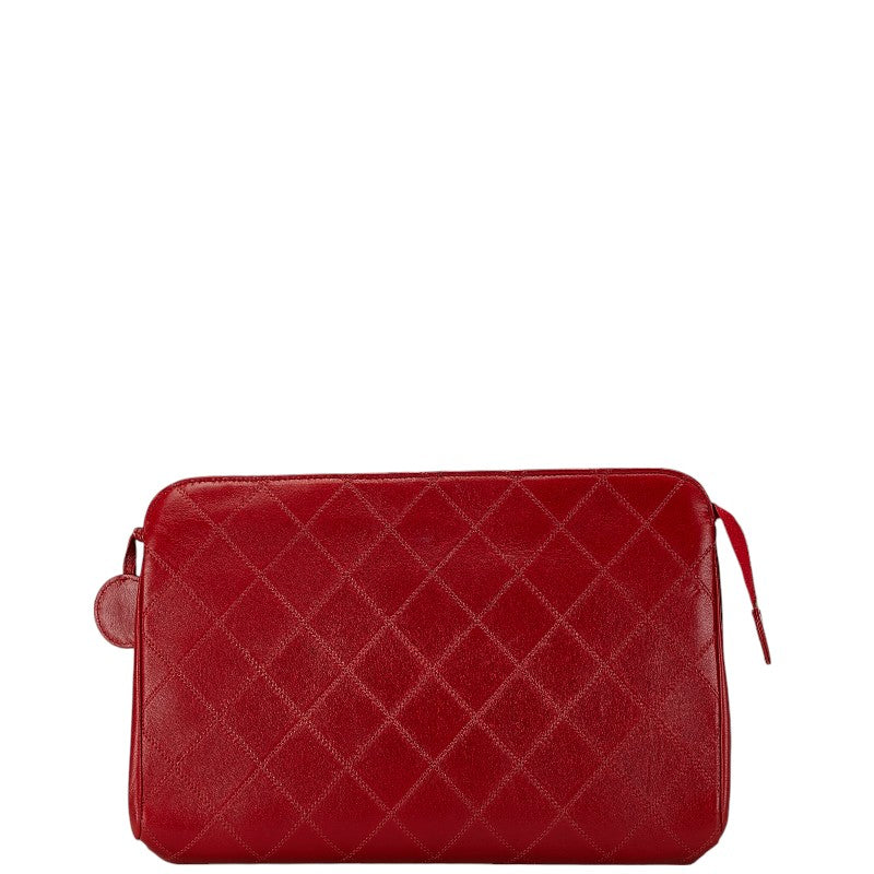 Chanel Lambskin Bicolore Coco Mark Clutch Bag Red in Very Good Condition