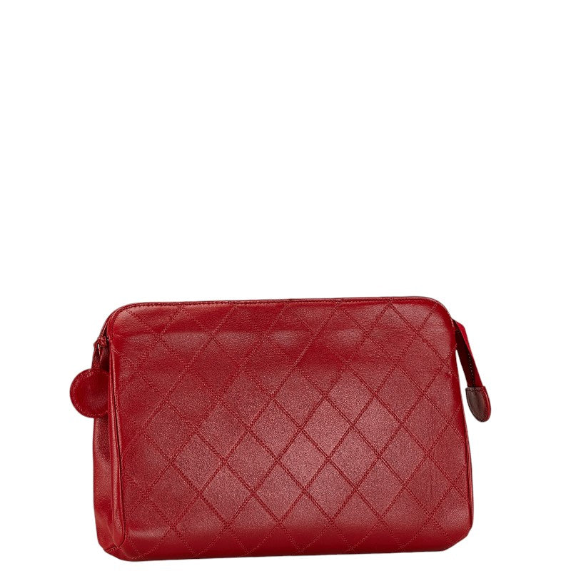 Chanel Lambskin Bicolore Coco Mark Clutch Bag Red in Very Good Condition