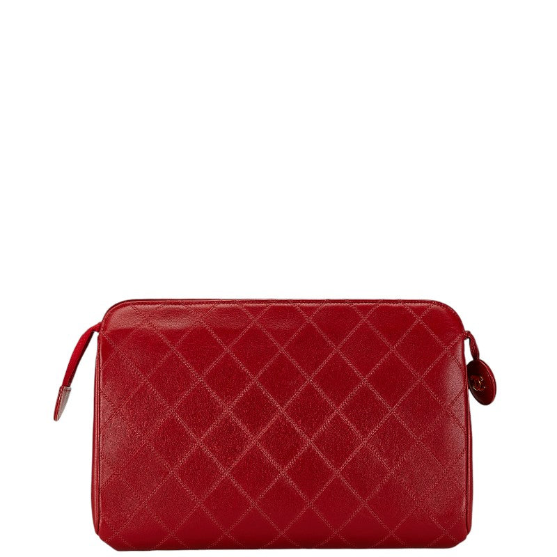 Chanel Lambskin Bicolore Coco Mark Clutch Bag Red in Very Good Condition