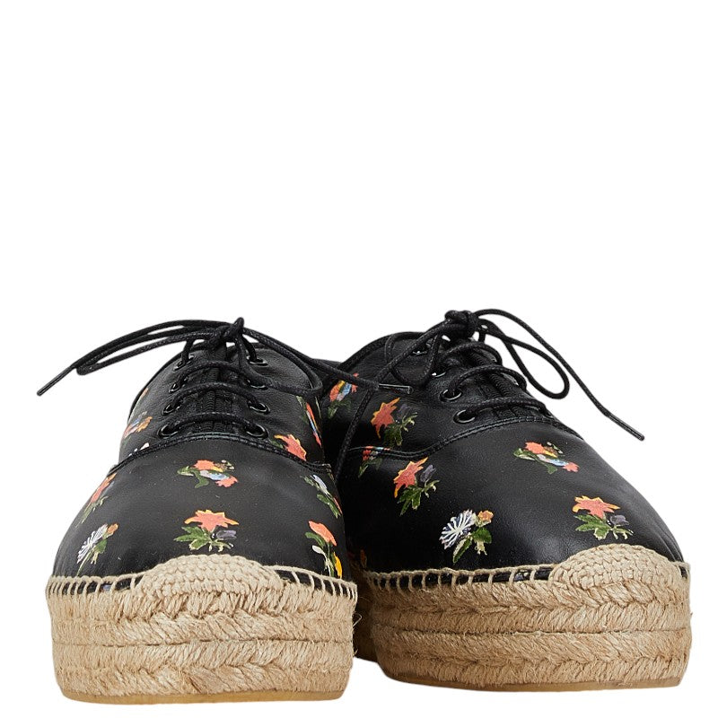 Saint Laurent Floral Espadrilles Black Leather