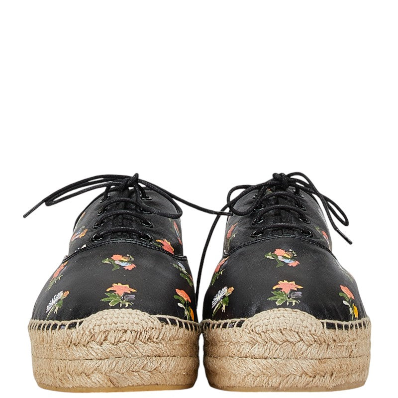 Saint Laurent Floral Espadrilles Black Leather